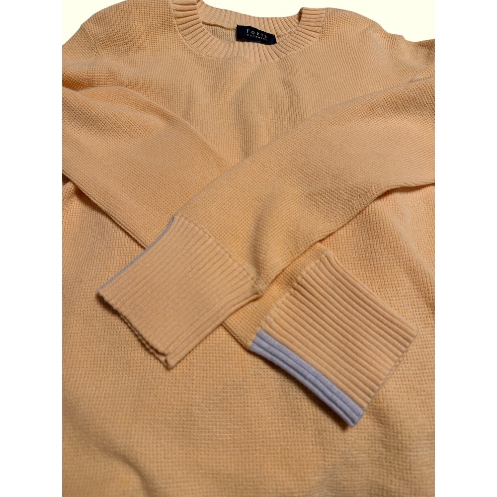 Forte Cashmere Womens Yellow Waffle Knit Cotton‎ Blend Sweater S - Picture 4 of 5